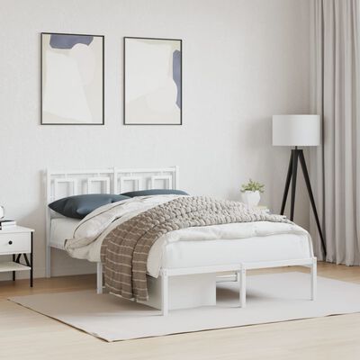 vidaXL gultas rāmis ar galvgali, balts metāls, 120x200 cm