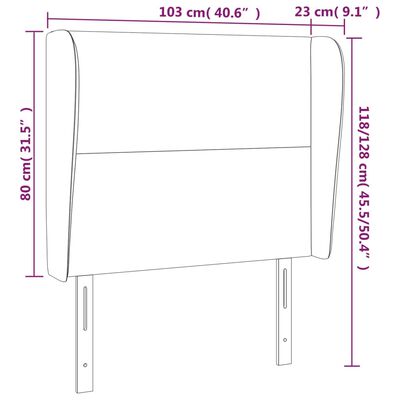 vidaXL galvgalis ar malām, 103x23x118/128 cm, tumši pelēks samts