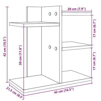 vidaXL rakstāmgalda organizators, balts, 42x21,5x42 cm, koks