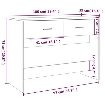 vidaXL konsoles galdiņš, kvēpināta ozolkoka, 100x39x75 cm