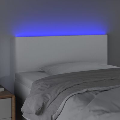 vidaXL gultas galvgalis ar LED, 90x5x78/88 cm, balta mākslīgā āda