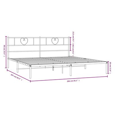 vidaXL gultas rāmis ar galvgali, melns metāls, 200x200 cm