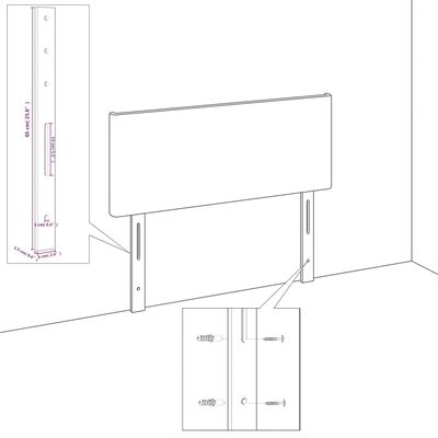 vidaXL galvgalis ar malām, melns samts, 203x23x78/88 cm