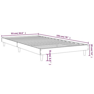 vidaXL gultas rāmis, melns, 90x190 cm, inženierijas koks