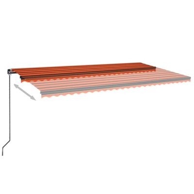 vidaXL izvelkama markīze ar LED, 600x350 cm, oranža un brūna