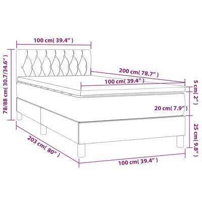 vidaXL atsperu gulta ar matraci, LED, tumši zaļš samts, 100x200 cm