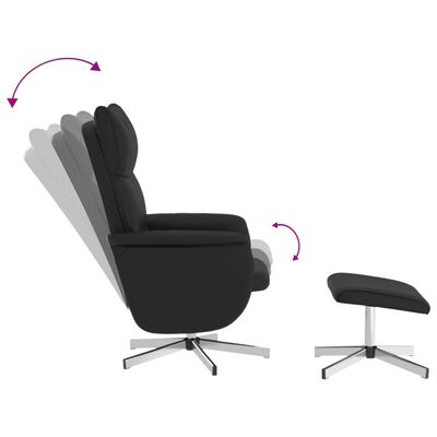 vidaXL masāžas krēsls ar kāju soliņu, atgāžams, melna mākslīgā āda