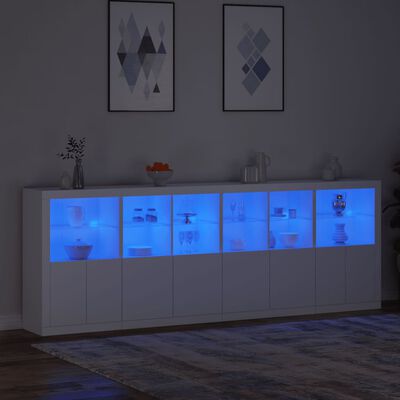 vidaXL kumode ar LED lampiņām, balta, 283x37x100 cm