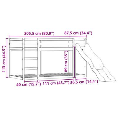 vidaXL augstā gulta ar aizkariem un slidkalniņu rozā 80x200 cm priede