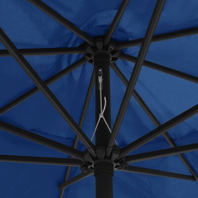 vidaXL dārza saulessargs ar metāla kātu, 400 cm, debeszils