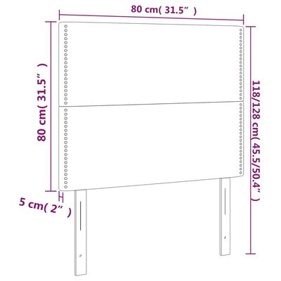 vidaXL gultas galvgalis ar LED, 80x5x118/128 cm, gaiši pelēks audums