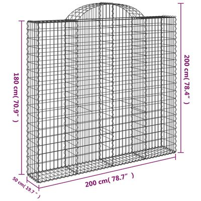 vidaXL arkveida gabiona grozi, 12gb., 200x50x180/200cm, cinkota dzelzs