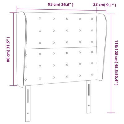 vidaXL galvgalis ar malām, 93x23x118/128 cm, balta mākslīgā āda