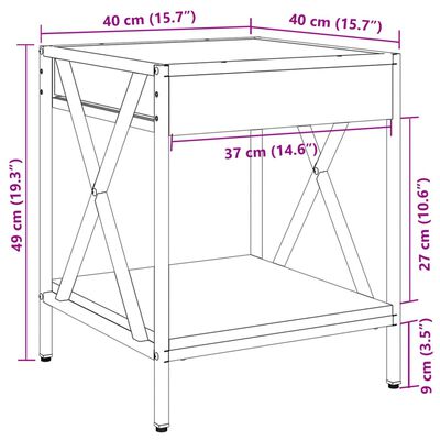 vidaXL kafijas galdiņš ar LED, melns, 40x40x49 cm