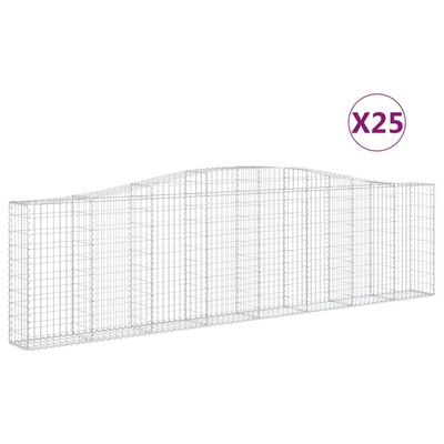 vidaXL arkveida gabiona grozi, 25gb., 400x30x100/120cm, cinkota dzelzs