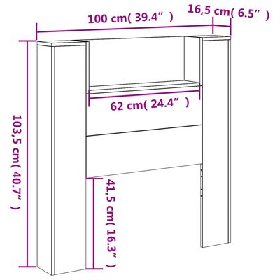 vidaXL galvgaļa skapis ar LED, pelēka ozola, 100x16,5x103,5 cm