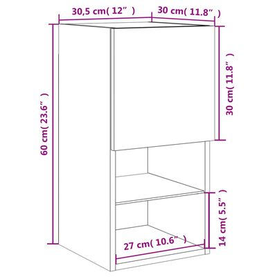 vidaXL TV plaukti ar LED lampiņām, 2 gab., ozola krāsa, 30,5x30x60 cm