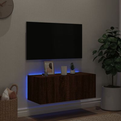 vidaXL TV plaukti ar LED lampiņām, 80x35x31 cm, brūna ozola