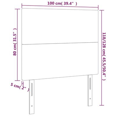 vidaXL gultas galvgalis ar LED, 100x5x118/128 cm, krēmkrāsas