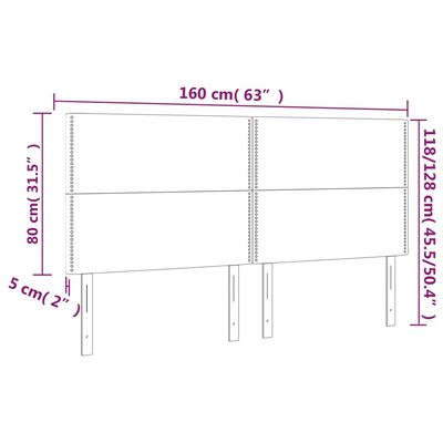 vidaXL gultas galvgalis ar LED, 160x5x118/128 cm, zaļš audums