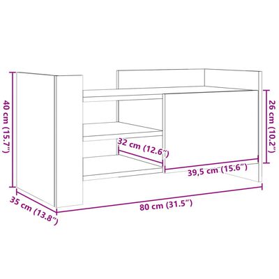 vidaXL TV skapītis, brūna ozolkoka, 80x35x40 cm, inženierijas koks