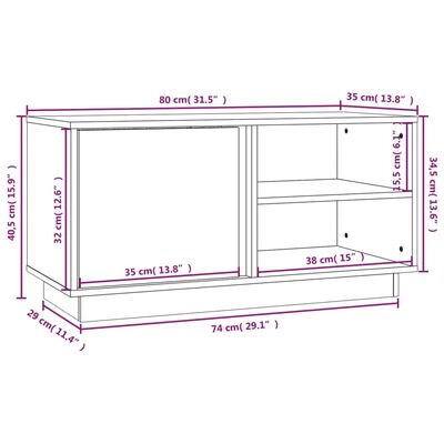 vidaXL TV skapītis, pelēks, 80x35x40,5 cm, priedes masīvkoks