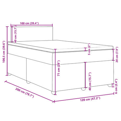 vidaXL atsperu gultas rāmis ar matraci, melna audums, 120x200 cm