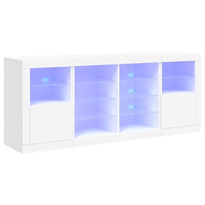 vidaXL kumode ar LED lampiņām, 163x37x67 cm, balta