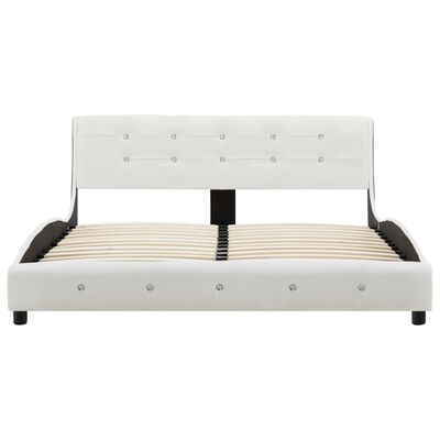 vidaXL gulta ar matraci, balta, 140x200 cm, mākslīgā āda