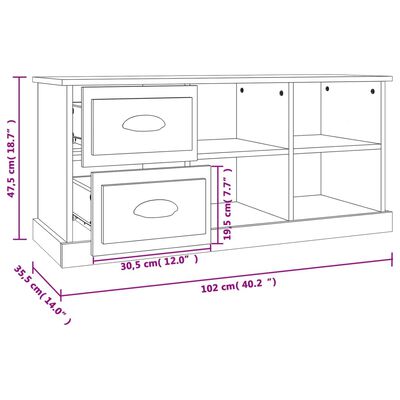 vidaXL TV skapītis, melns, 102x35,5x47,5 cm, inženierijas koks