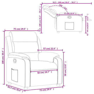 vidaXL atpūtas krēsls, atgāžams, pelēka mākslīgā āda