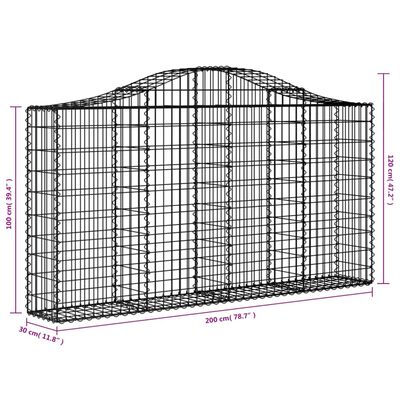 vidaXL arkveida gabiona grozi, 5 gb., 200x30x100/120cm, cinkota dzelzs