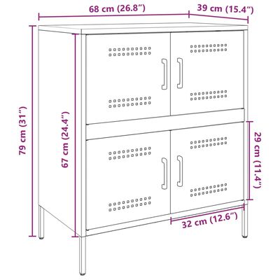 vidaXL kumode, rozā, 68x39x79 cm, tērauds