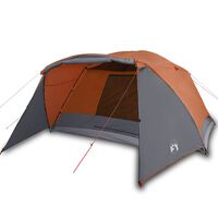 vidaXL kempinga telts ar lieveni 4 personām, oranža, ūdensizturīga