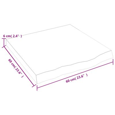 vidaXL vannasistabas letes virsma, 60x60x(2-6)cm, apstrādāts masīvkoks