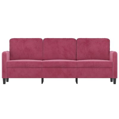 vidaXL trīsvietīgs dīvāns, vīnsarkans, 180 cm, samts