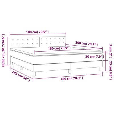 vidaXL atsperu gulta ar matraci, LED, zils audums, 180x200 cm