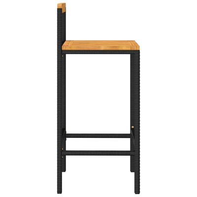 vidaXL bāra krēsli, 4 gab., melna PE rotangpalma, akācijas masīvkoks