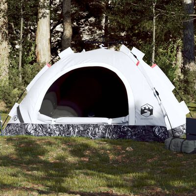 vidaXL kempinga telts 4 personām, balta, aptumšojošs audums