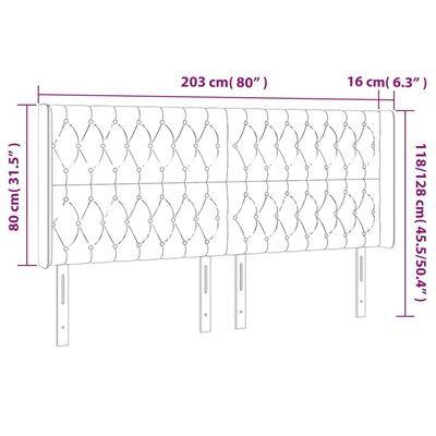 vidaXL galvgalis ar malām, rozā samts, 203x16x118/128 cm