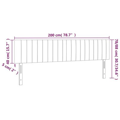 vidaXL gultas galvgalis ar LED, 200x5x78/88 cm, tumši pelēks audums