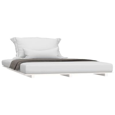 vidaXL gultas rāmis, balts, 150x200 cm, priedes masīvkoks