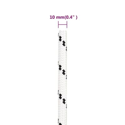 vidaXL pīta laivu virve, balta, 10 mm, 25 m, poliesters