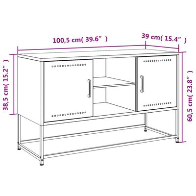 vidaXL TV skapītis, 100,5x39x60,5 cm, tērauds, rozā