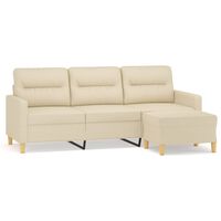 vidaXL trīsvietīgs dīvāns ar kājsoliņu, 180 cm, krēmkrāsas audums