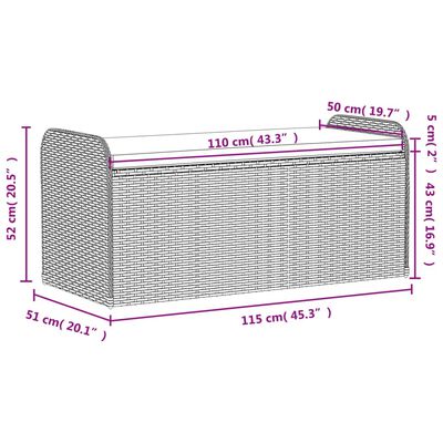 vidaXL sols/mantu kaste ar matraci, 115x51x52 cm, brūna PE rotangpalma