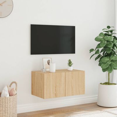 vidaXL TV plaukti ar LED lampiņām, 60x35x31 cm, koka krāsā