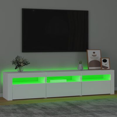 vidaXL TV skapītis ar LED apgaismojumu, balts, 180x35x40 cm