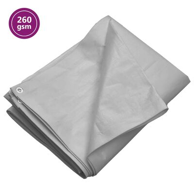 vidaXL brezenta pārklājs, 260 g/m², 3x5 m, pelēks, HDPE