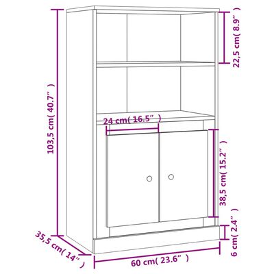 vidaXL augstais skapītis, balts, 60x35,5x103,5 cm, inženierijas koks